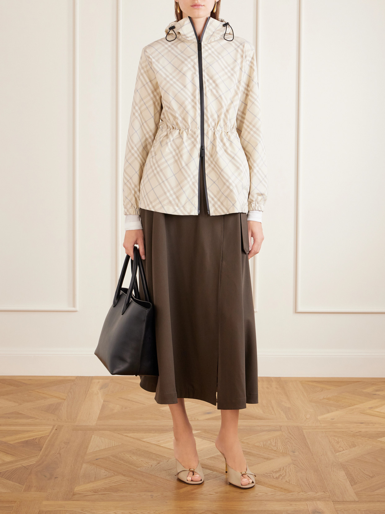 Burberry Checked Shell Jacket In Neutrals