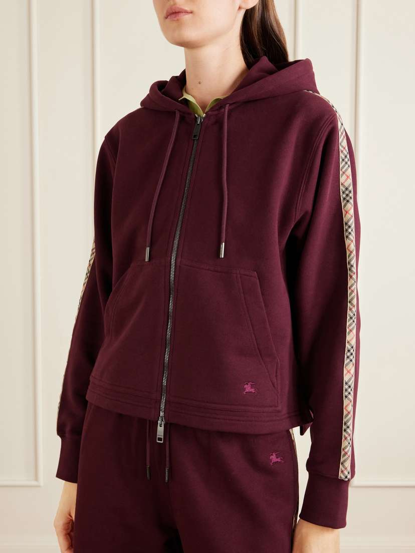 Burberry Harper Checked Cotton-jersey Zip-up Hoodie | Thumbnail 3 Burberry Harper Checked Cotton-jersey Zip-up Hoodie | Thumbnail 3