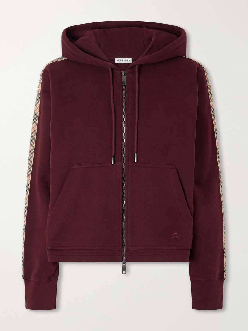 Burberry Harper Checked Cotton-jersey Zip-up Hoodie
