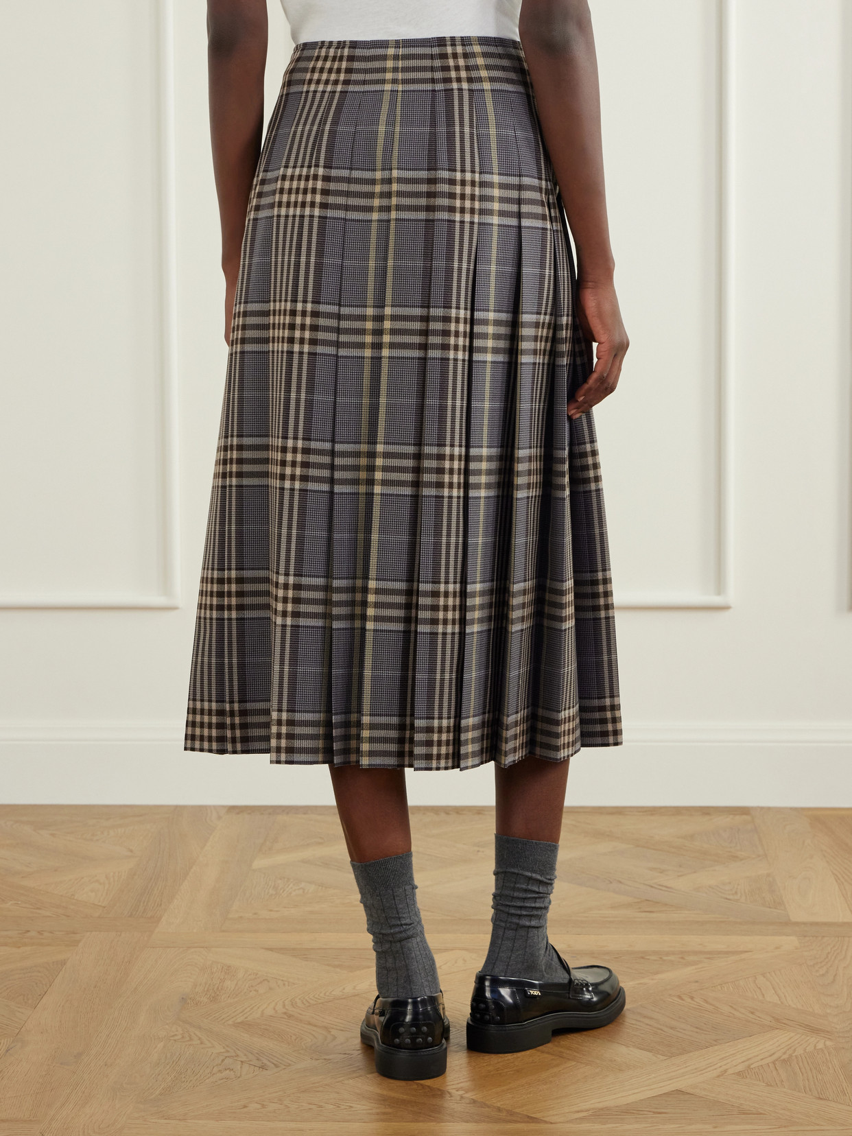 Pleated Checked Midi