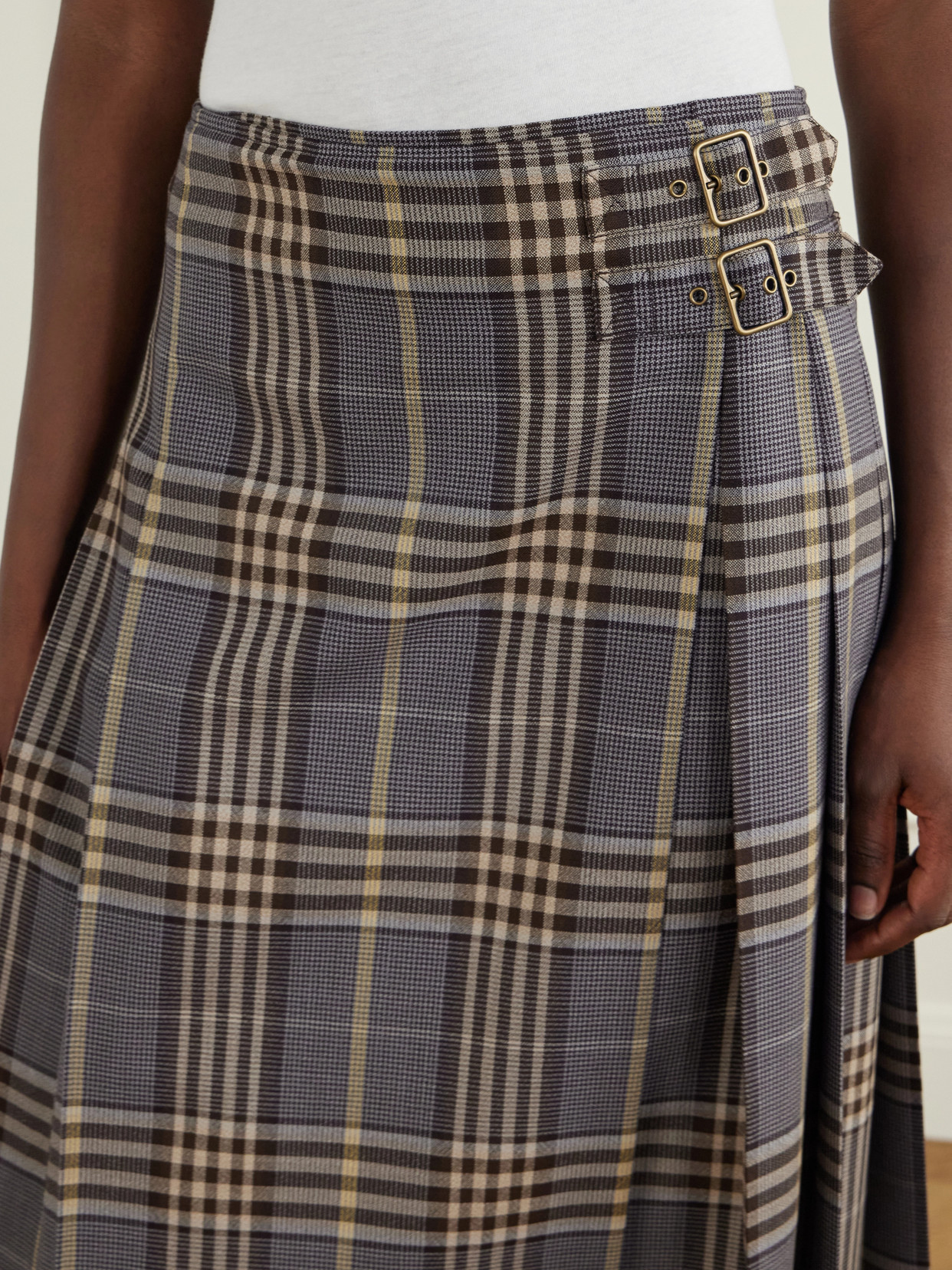Pleated Checked Midi