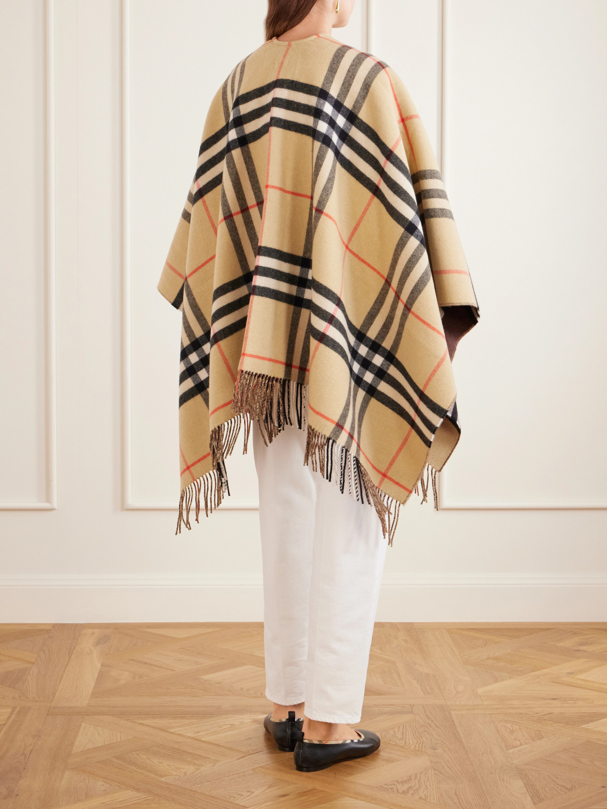 Fringed Checked Cashmere And Wool-Blend Cape