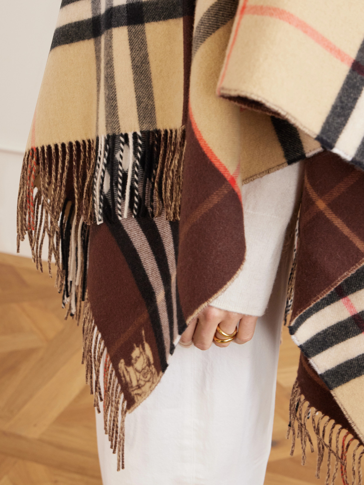 Fringed Checked Cashmere And Wool-Blend Cape