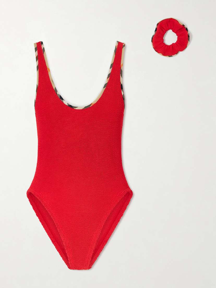 Burberry + Hunza G Faye Checked Original Crinkle™ Swimsuit