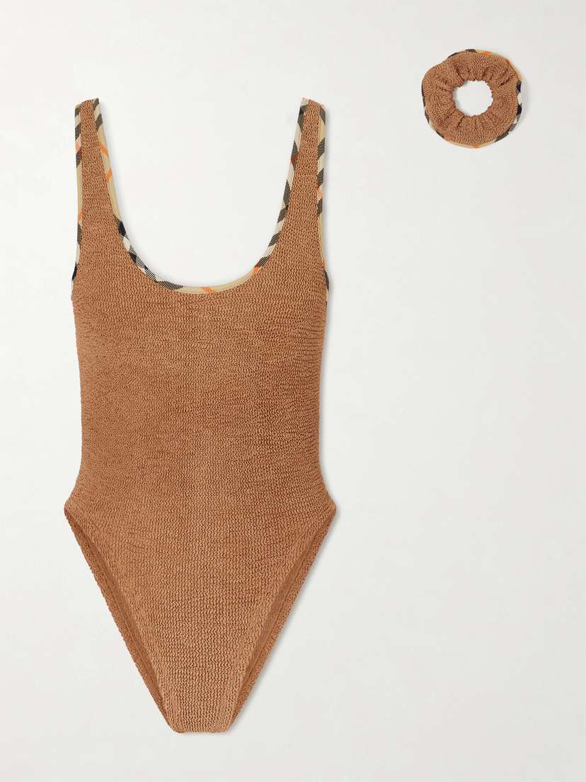 Burberry + Hunza G Faye Checked Original Crinkle™ Swimsuit
