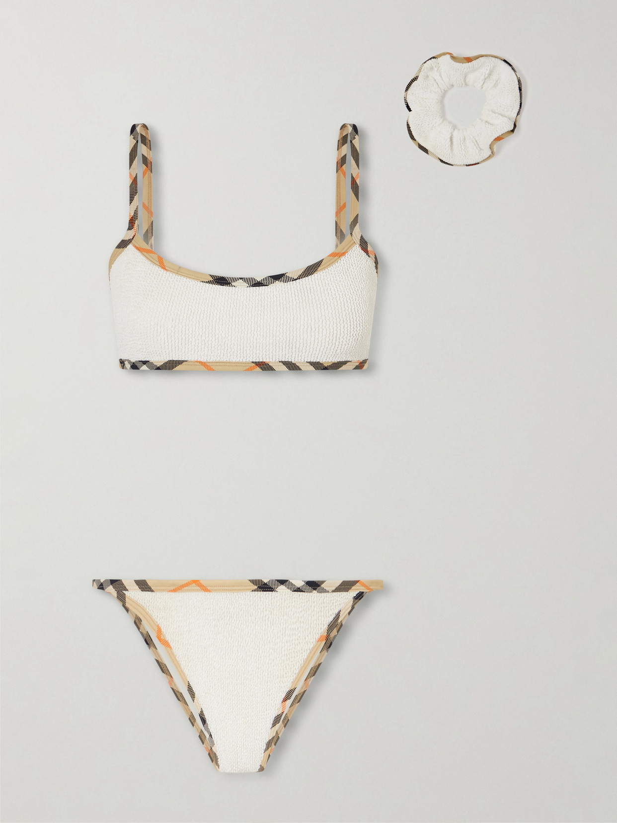 Burberry + Hunza G Tyler Checked Original Crinkle™ Bikini In White