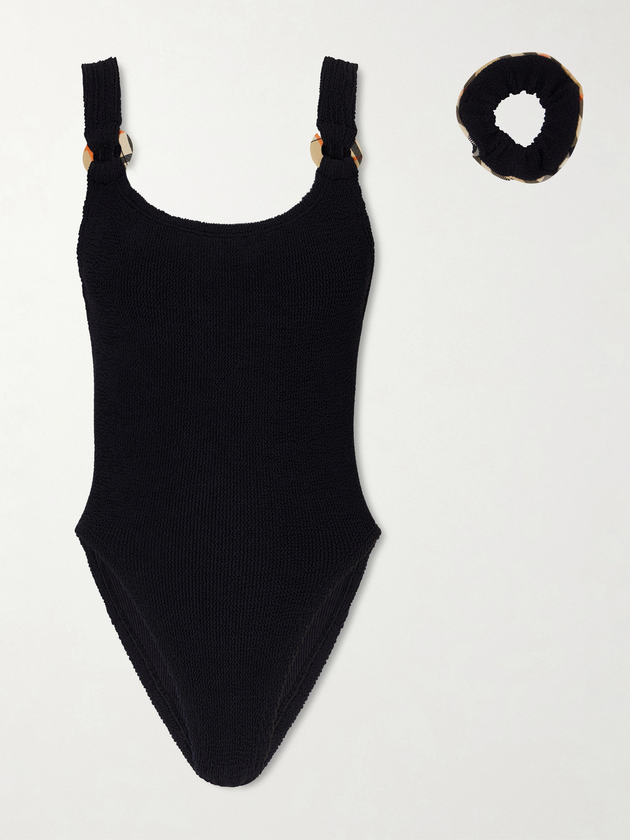 Burberry + Hunza G Domino Embellished Original Crinkle™ Swimsuit In Black