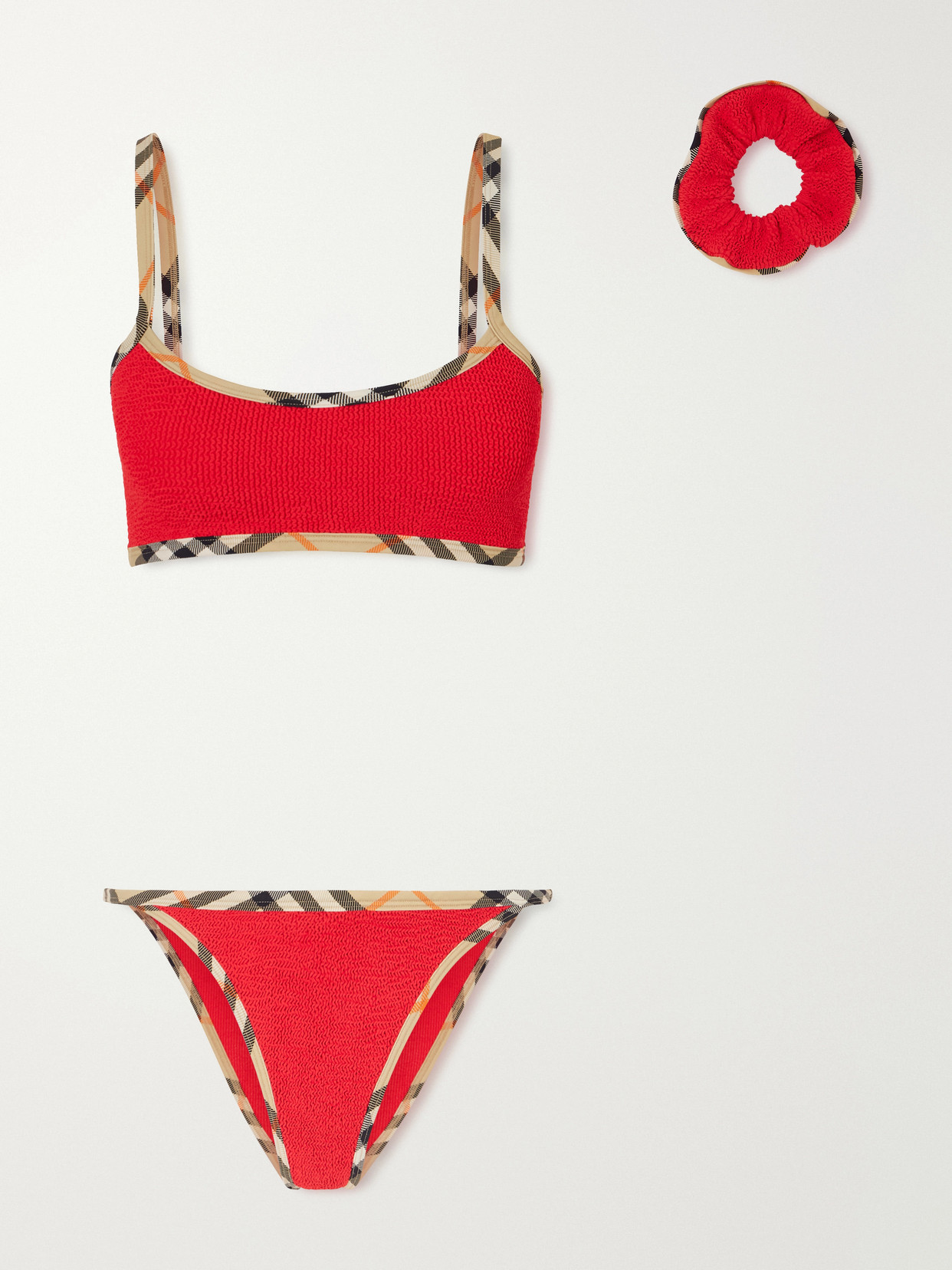 Burberry + Hunza G Tyler Checked Original Crinkle™ Bikini In Red