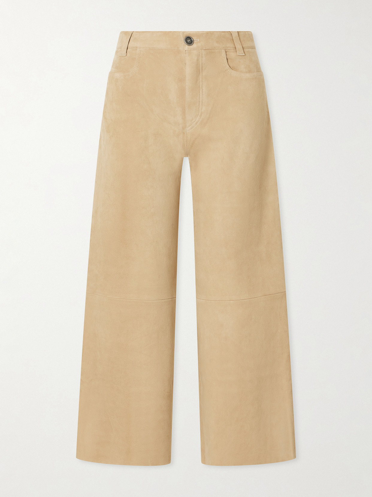 Stouls Lilou Cropped Suede Wide-leg Pants In Brown