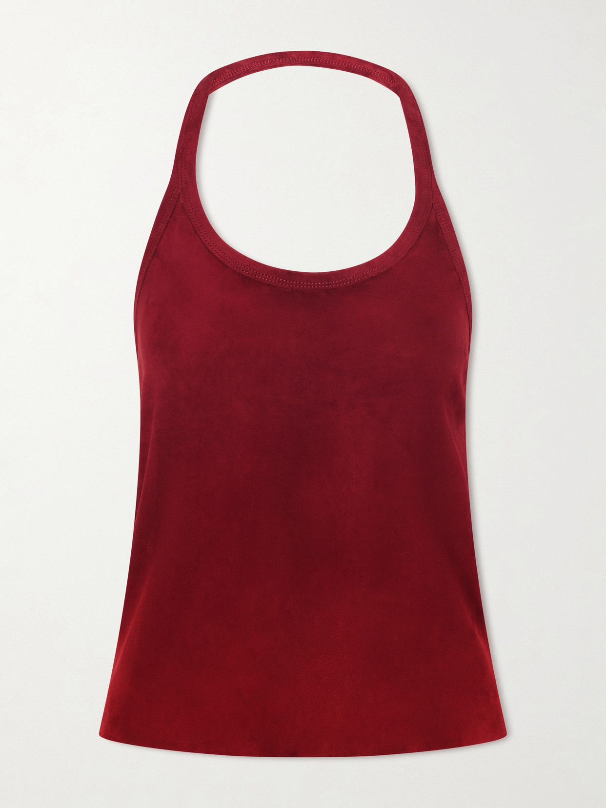 Stouls Cherry Open-back Suede Halterneck Tank In Red
