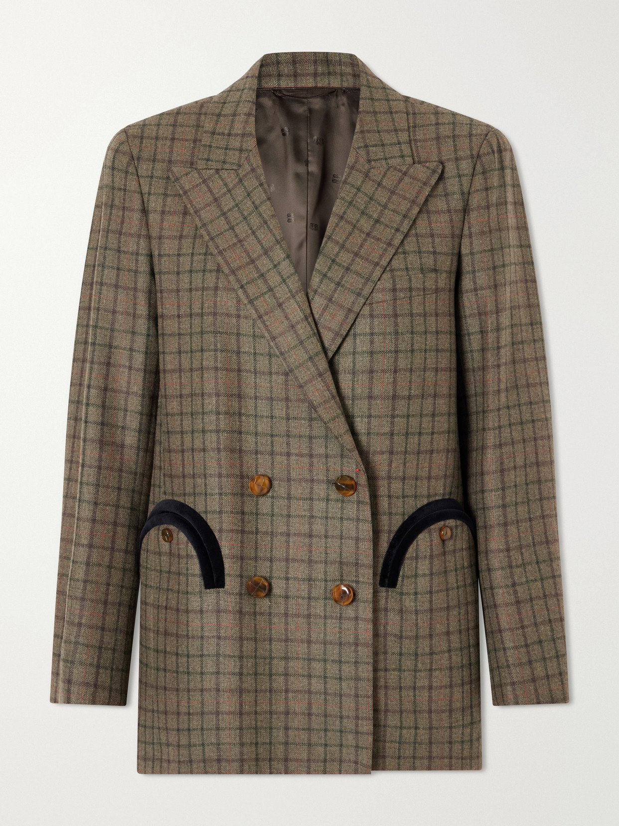 Blazé Milano Everyday Checked Wool And Cashmere-blend Jacket In Green