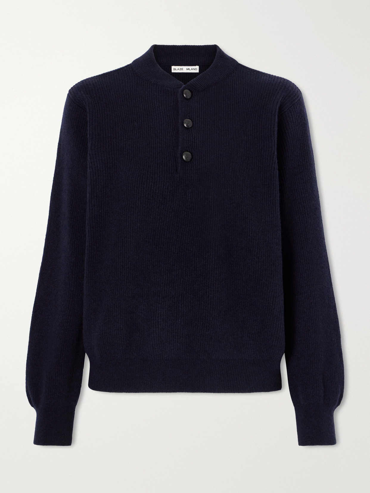 Blazé Milano Highland Dorset Ribbed-knit Wool And Cashmere-blend Sweater In Black