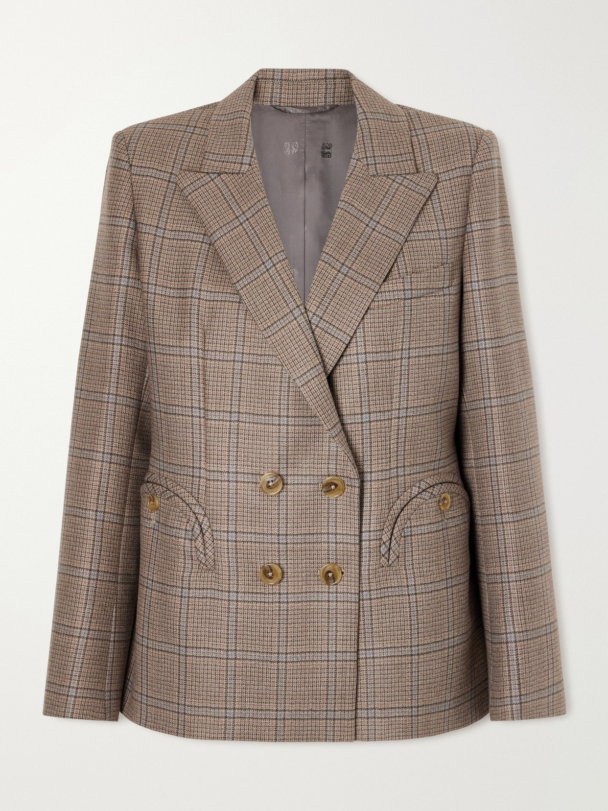BLAZÉ Milano - Saona Charmer Double-breasted Checked Virgin Wool Blazer - Neutrals