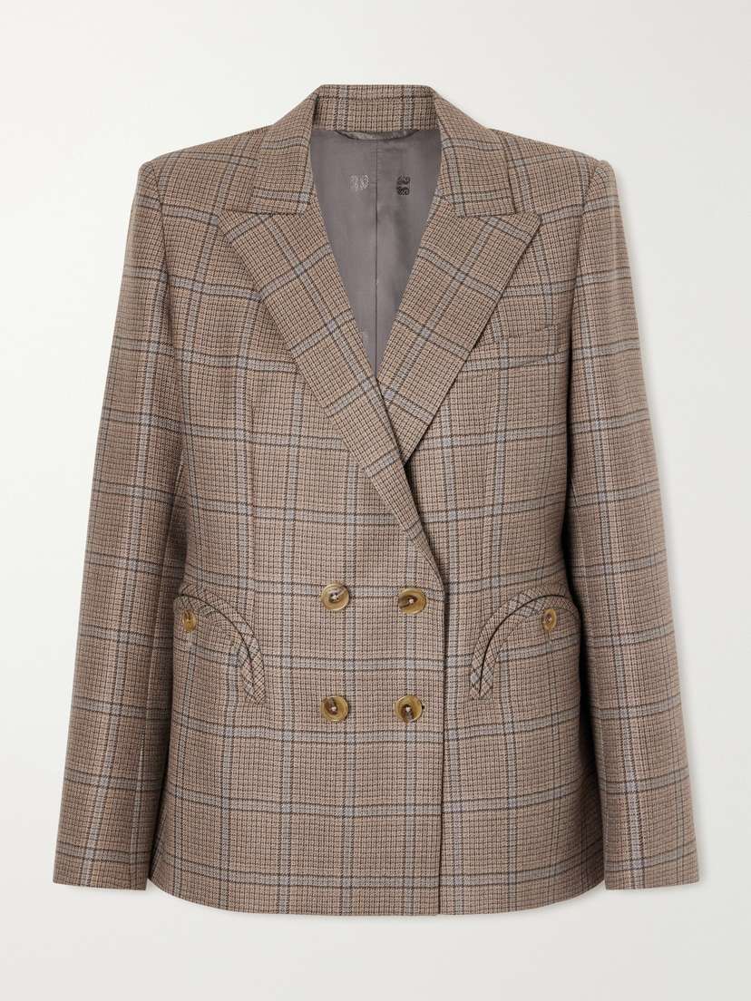 Blazé Milano Saona Charmer Double-breasted Checked Virgin Wool Blazer