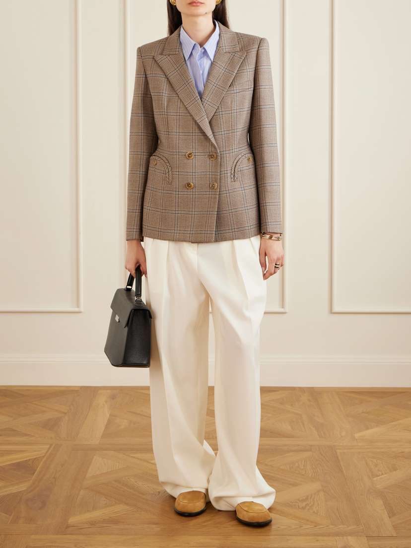 Blazé Milano Saona Charmer Double-breasted Checked Virgin Wool Blazer | Thumbnail 2 Blazé Milano Saona Charmer Double-breasted Checked Virgin Wool Blazer | Thumbnail 2