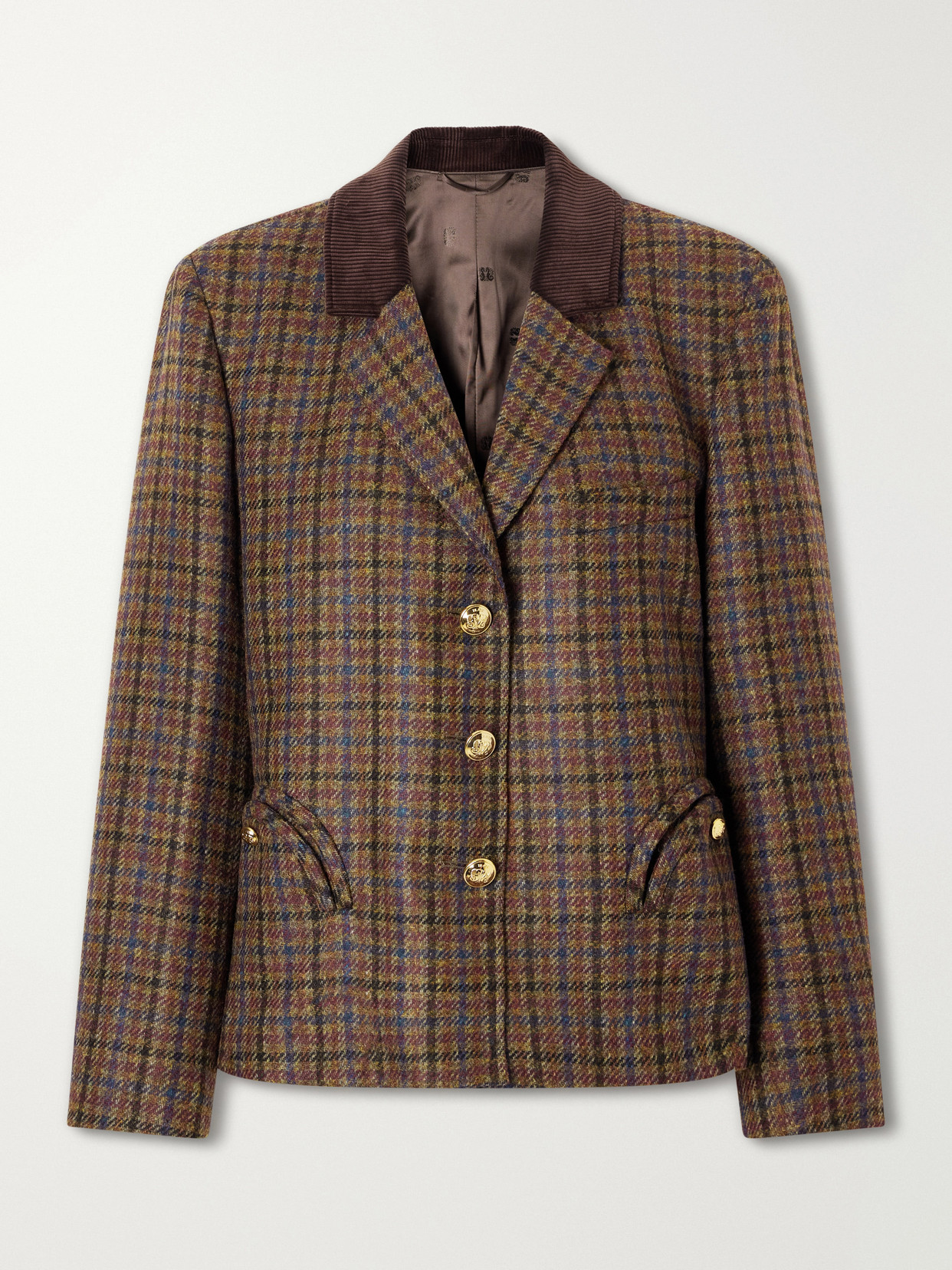 Blazé Milano Checked Wool Blazer In Brown