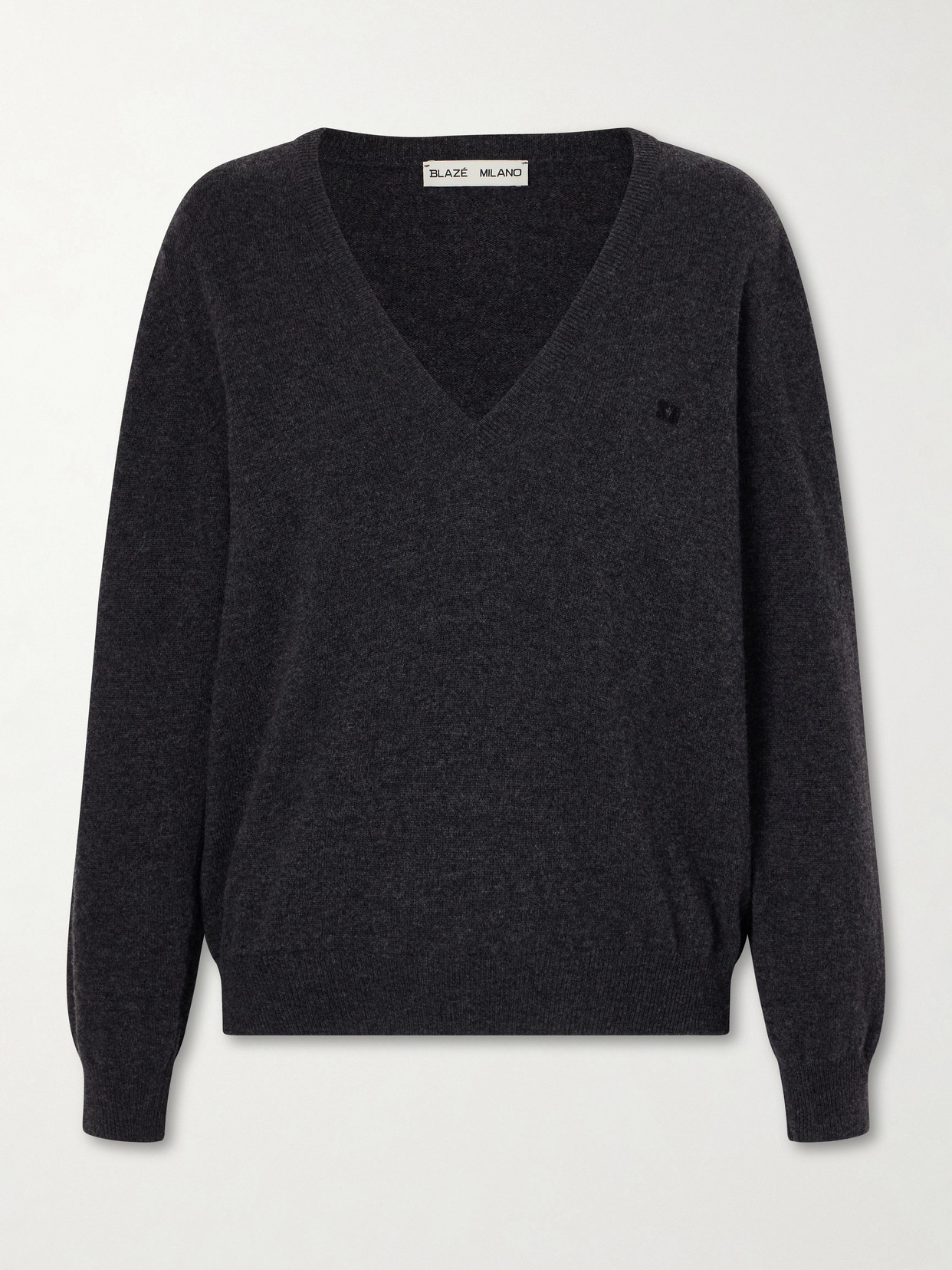 Blazé Milano Highland Embroidered Wool And Cashmere-blend Sweater In Black
