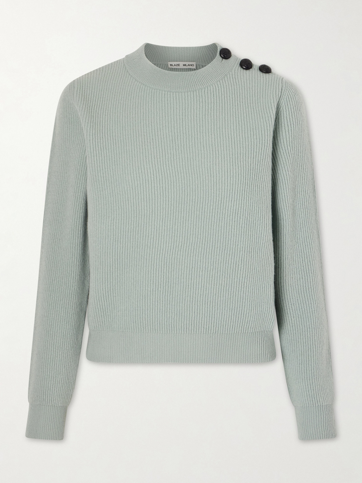 Blazé Milano Racka Ribbed-knit Wool And Cashmere-blend Sweater In Green