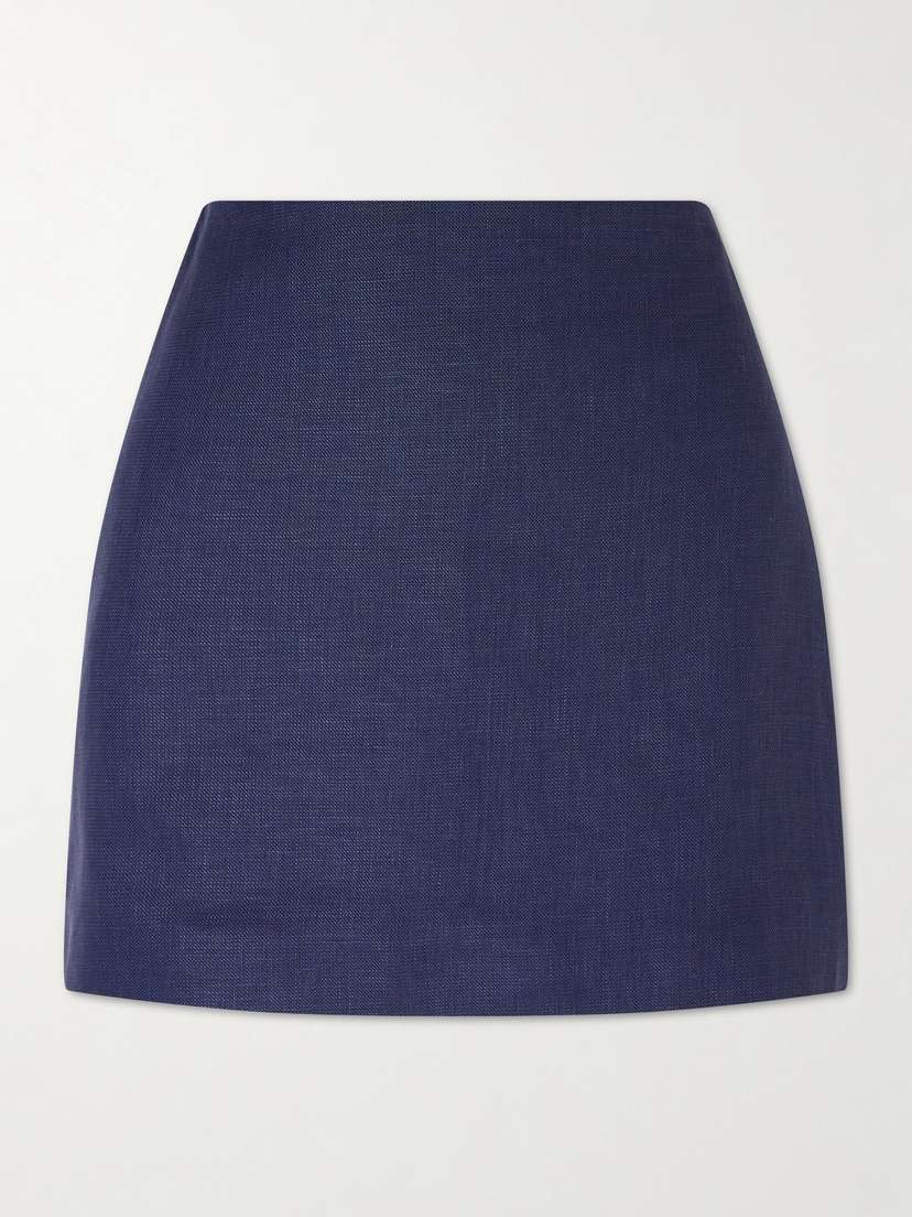 Blazé Milano Nightbreak Linen, Wool And Silk-blend Mini Skirt