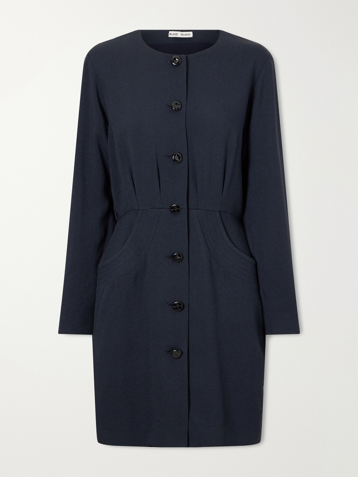 Blazé Milano Luna Friesian Crepe Mini Dress In Blue