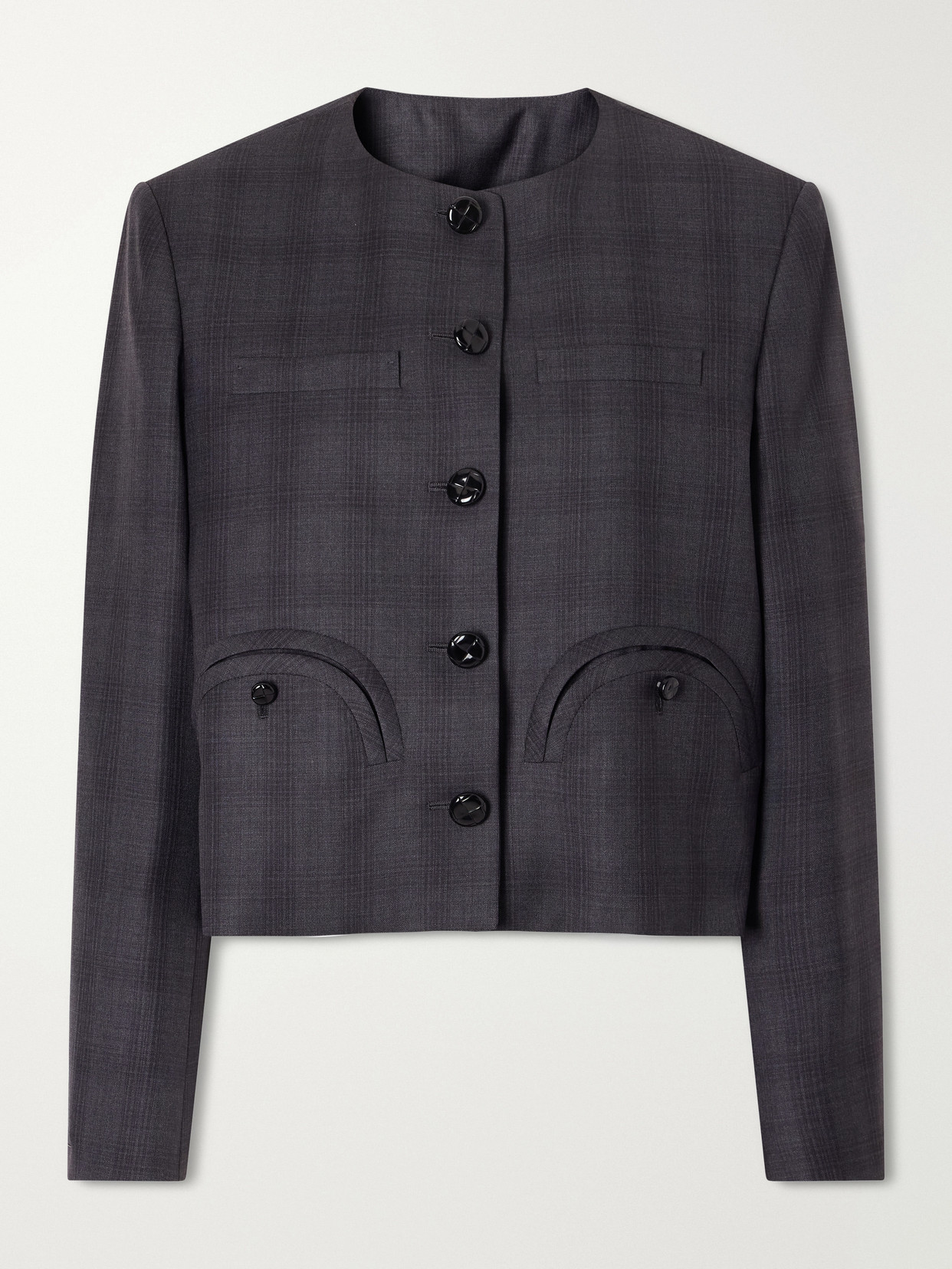 Blazé Milano Shamo Cropped Prince Of Wales Wool Bolero In Gray