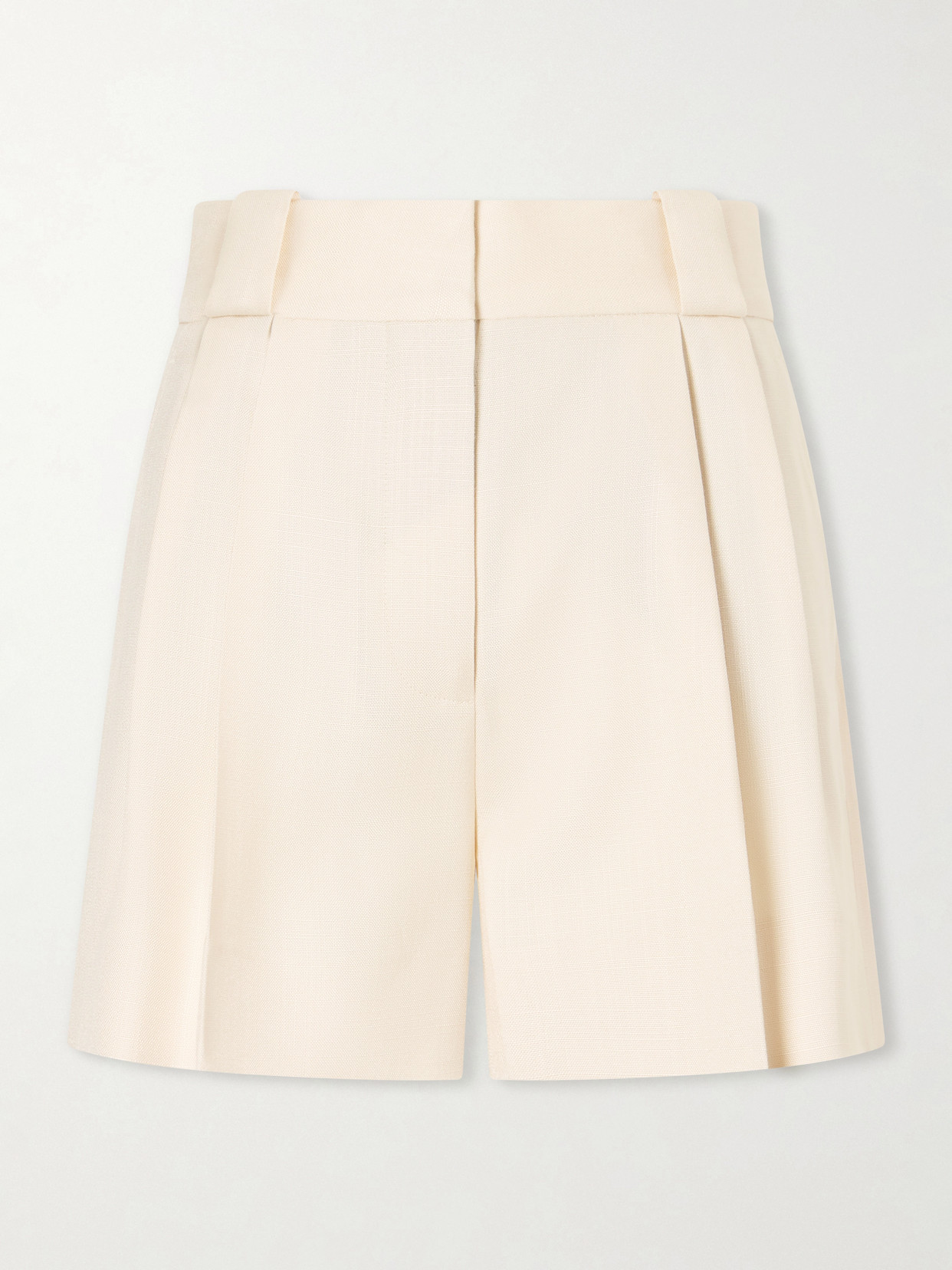 Blazé Milano Danae Mid-rise Pleated Canvas Shorts In Neutral
