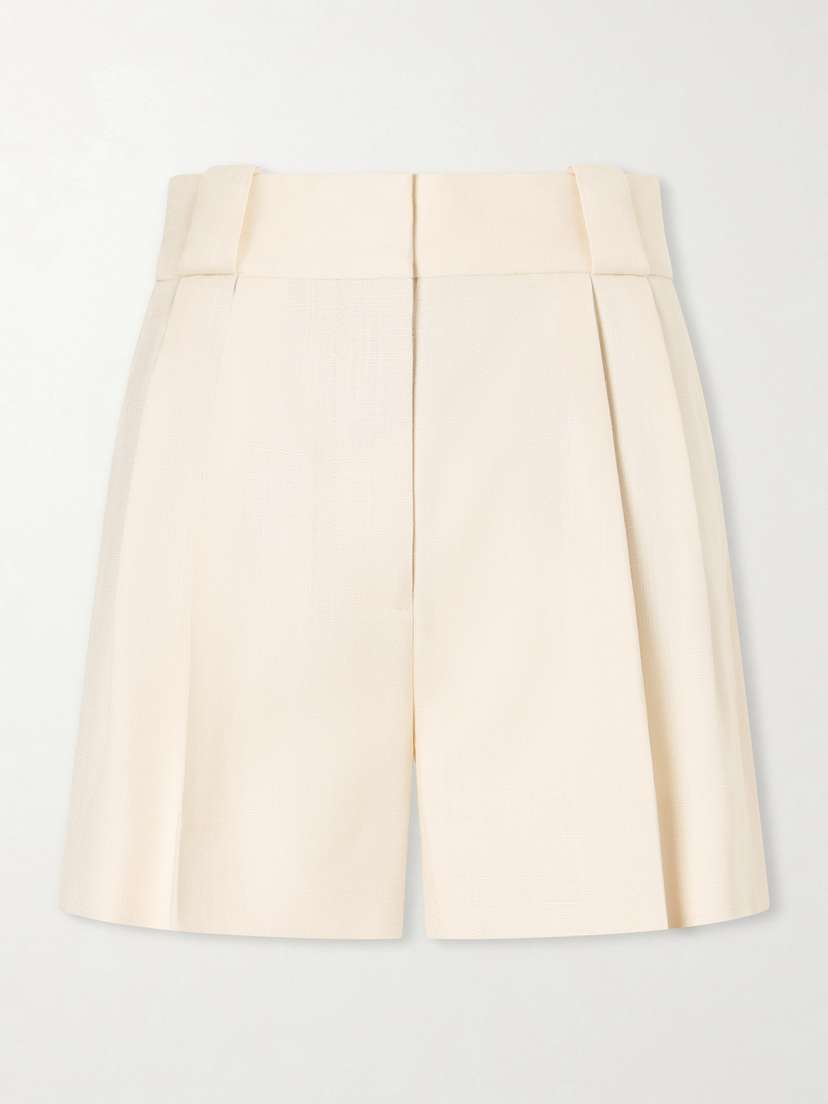 Blazé Milano Danae Mid-rise Pleated Canvas Shorts