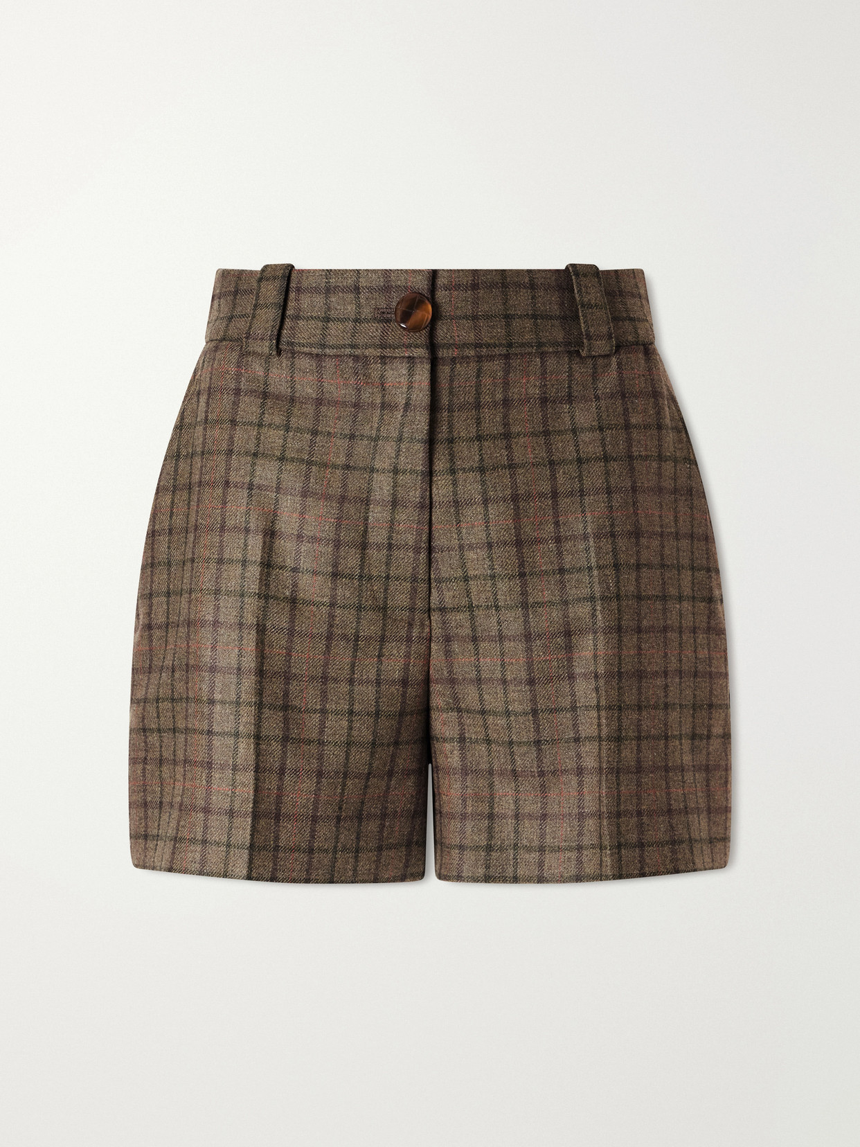 Blazé Milano Teke Checked Wool And Cashmere-blend Shorts In Green