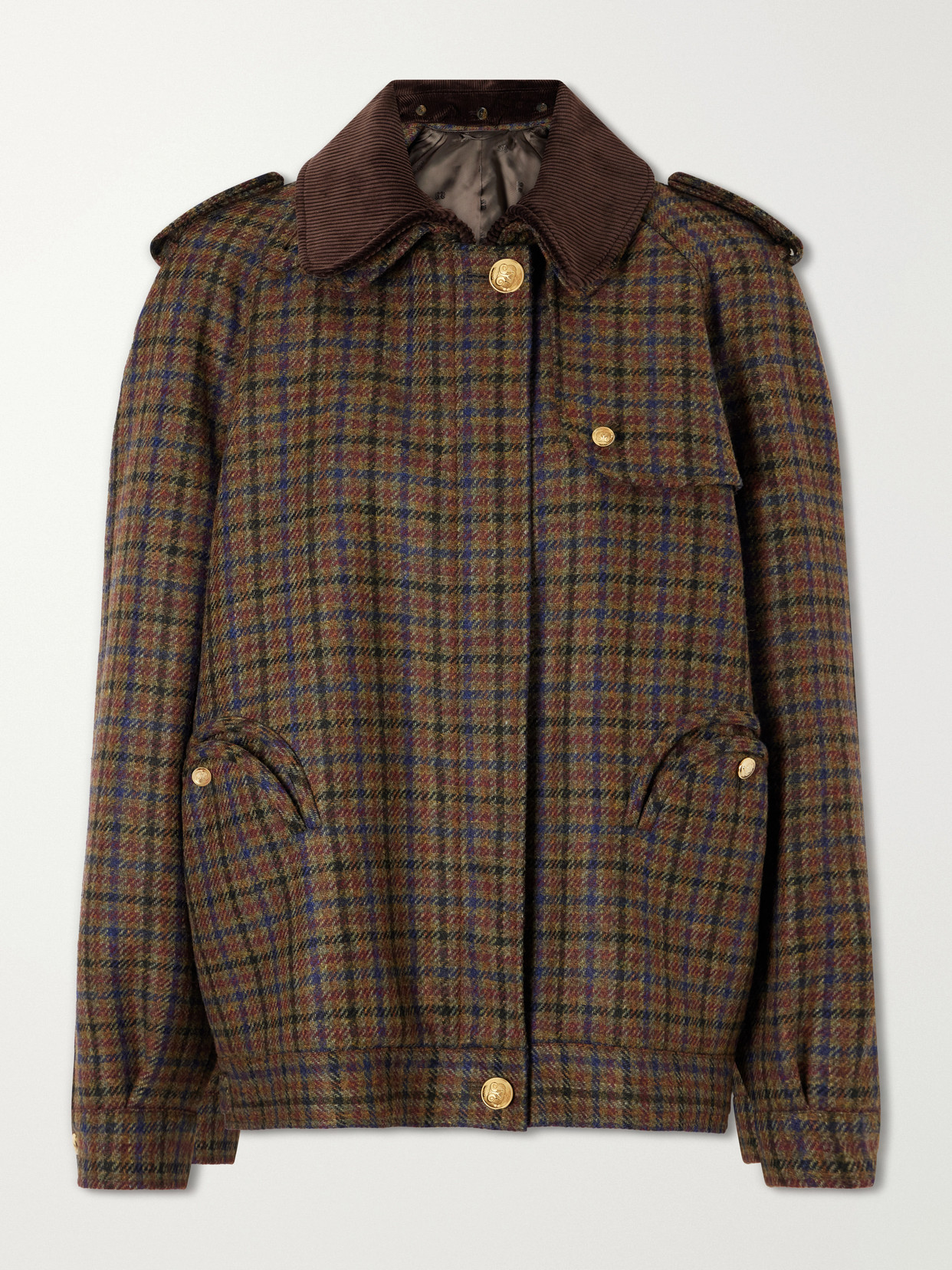 Blazé Milano Chausie Checked Wool Trench Jacket In Brown