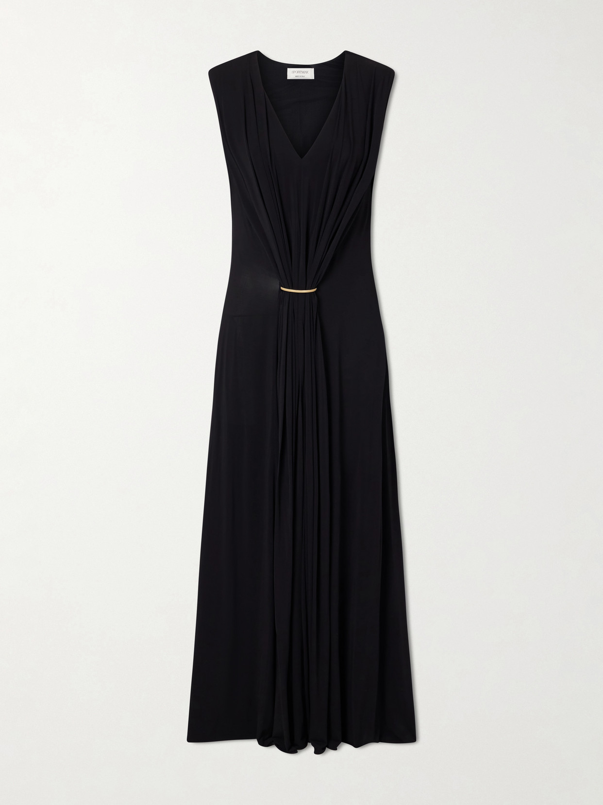 Sportmax - Gathered Embellished Stretch-jersey Maxi Dress - Black