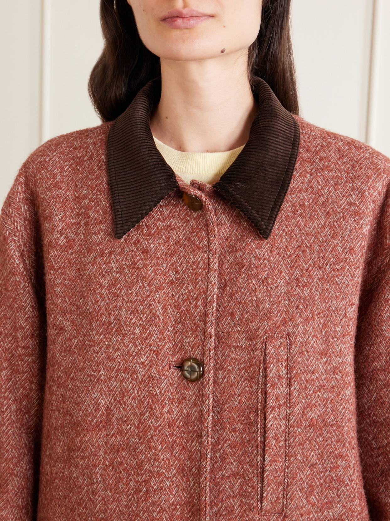 Blazé Milano - Clelia Corduroy-Trimmed Herringbone Jacket