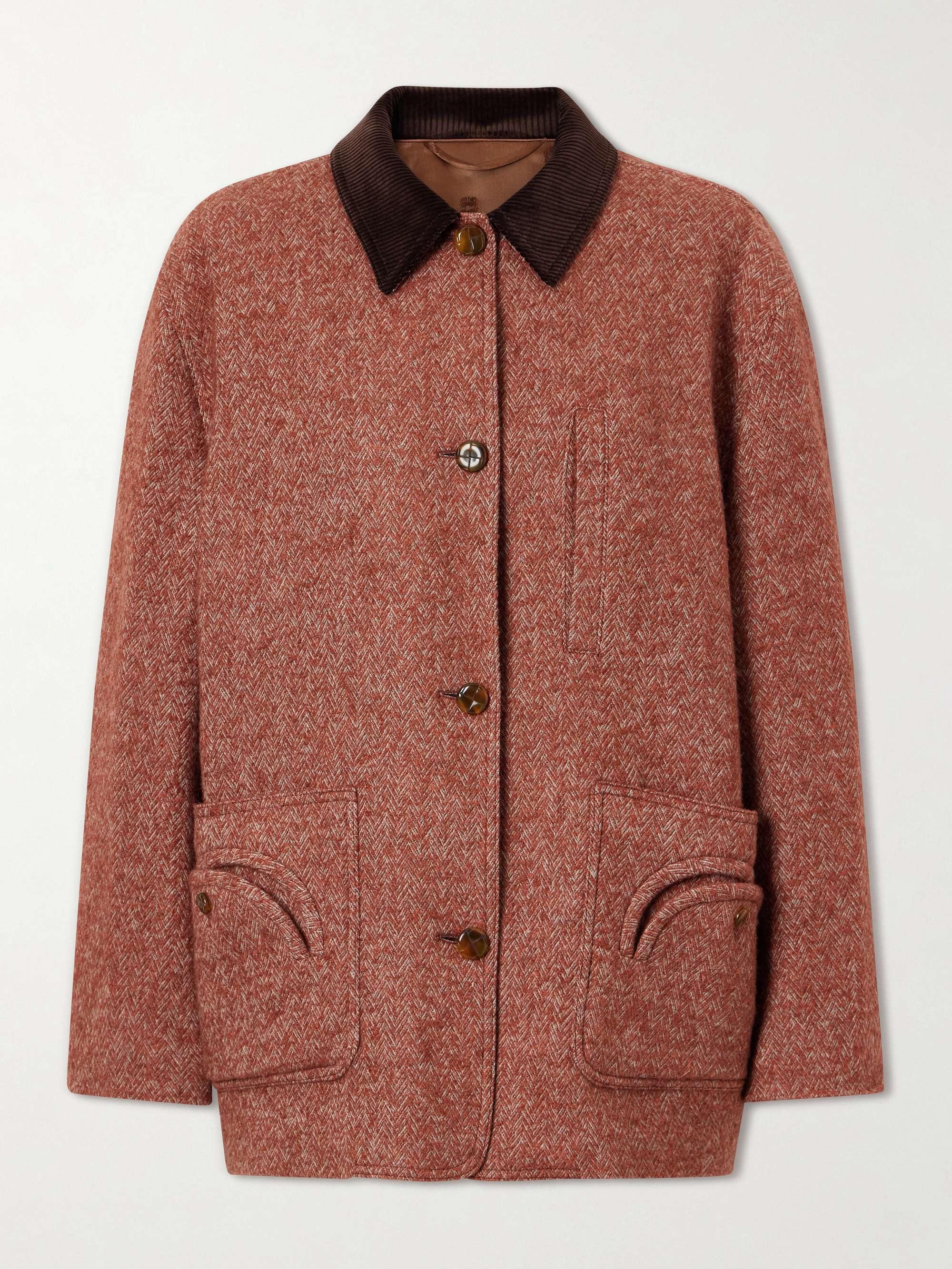 BLAZÉ MILANO Clelia corduroy-trimmed herringbone jacket | NET-A-PORTER