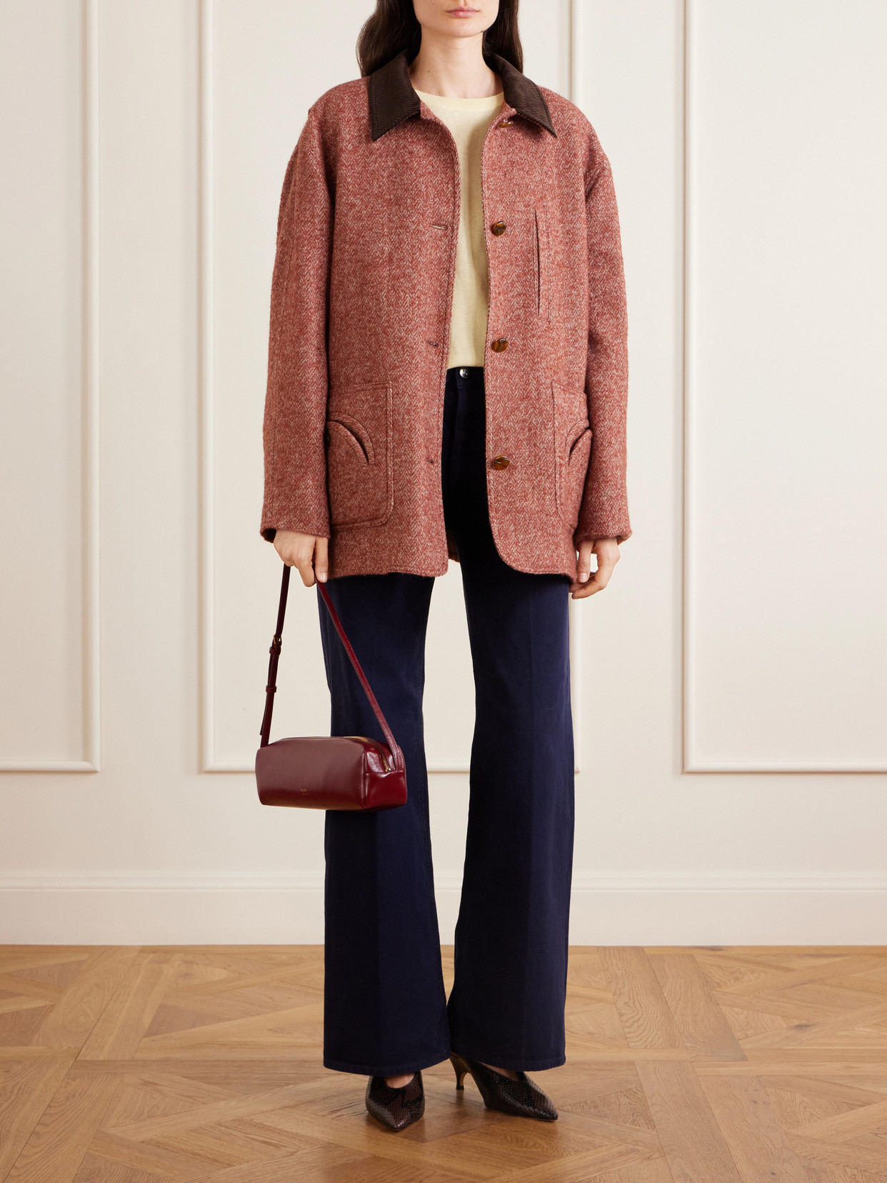 Blazé Milano - Clelia Corduroy-Trimmed Herringbone Jacket