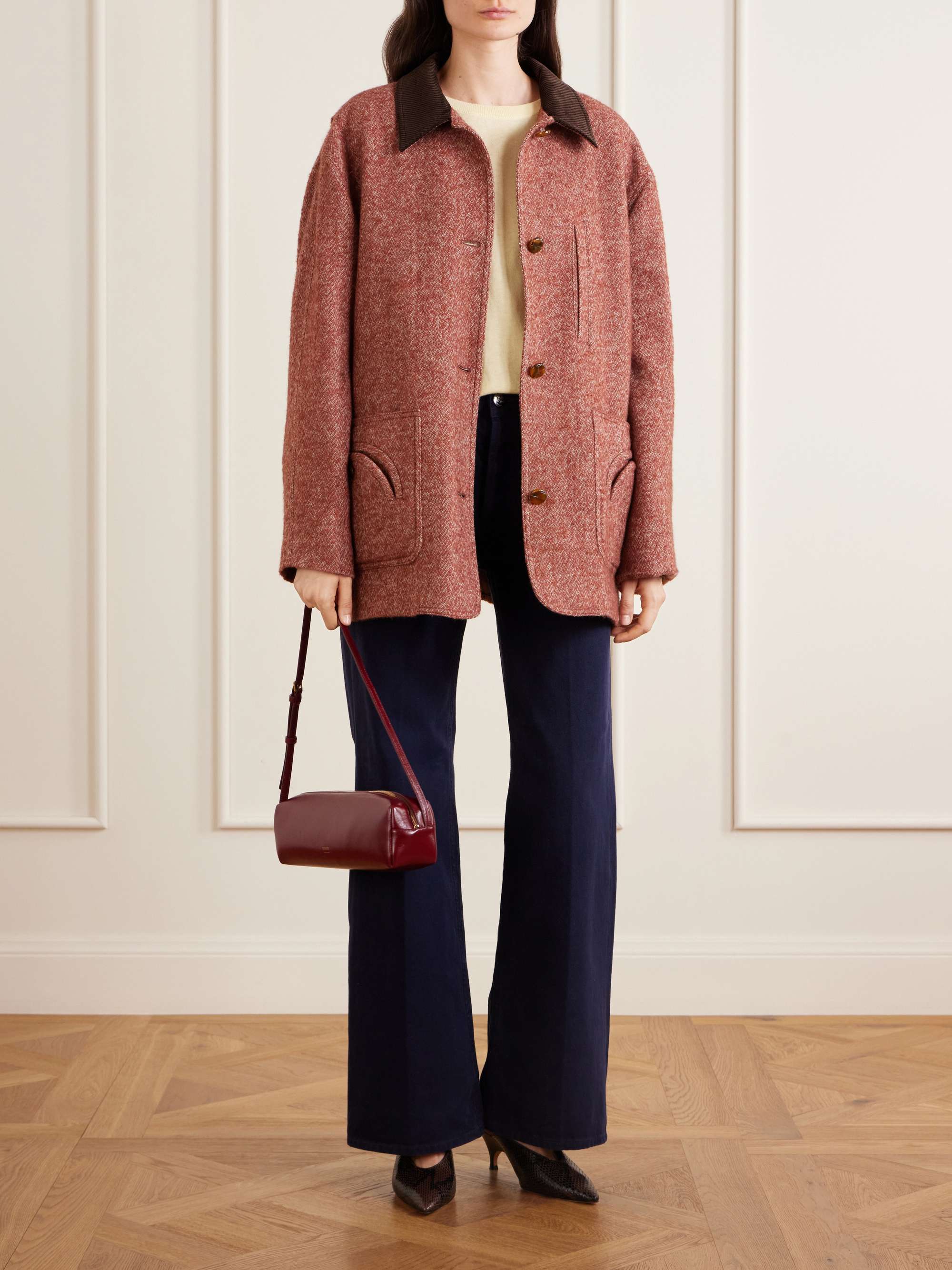 BLAZÉ MILANO Clelia corduroy-trimmed herringbone jacket | NET-A-PORTER