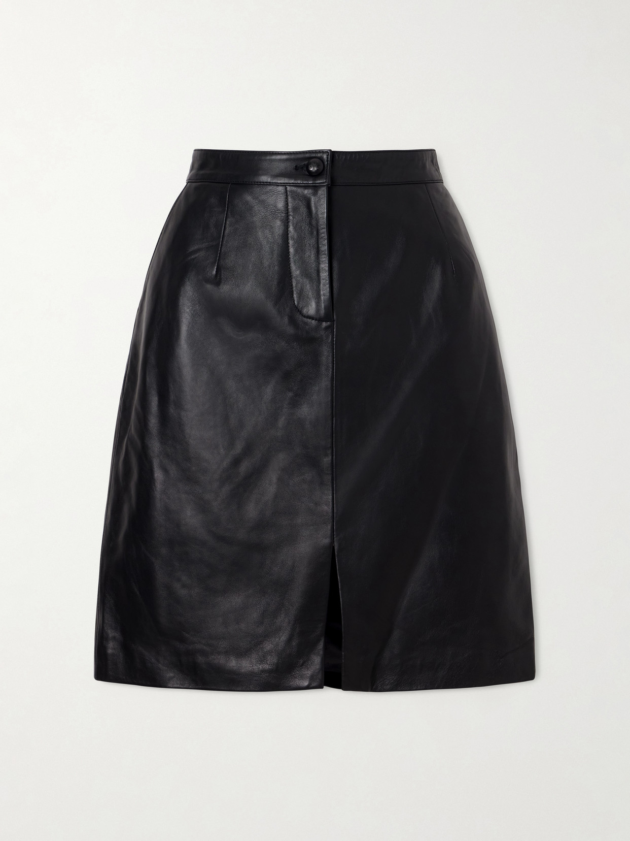Blazé Milano Popeye Leather Midi Skirt In Black