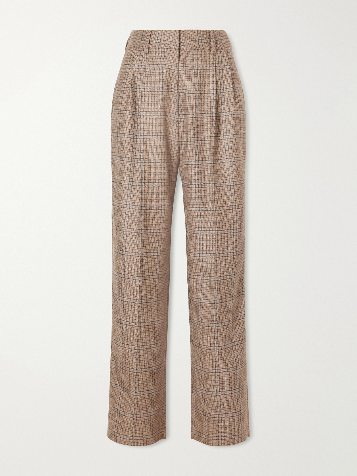 Blazé Milano Fox Checked Wool Pants In Neutrals
