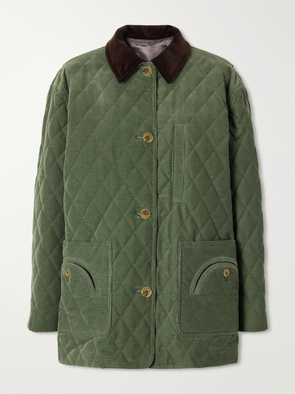Blazé Milano Clelia Matellassé Cotton-corduroy Jacket In Green