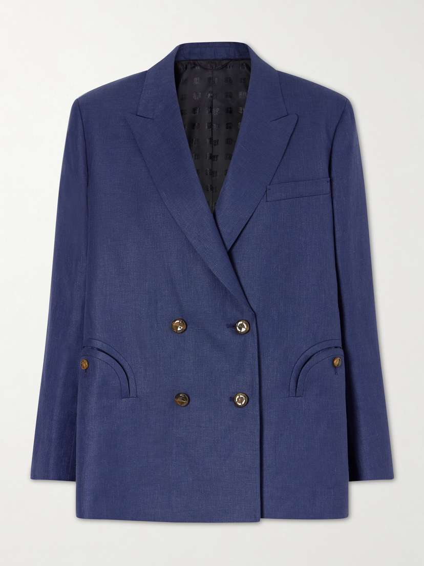Blazé Milano Nightbreak Double-breasted Linen, Wool And Silk-blend Blazer