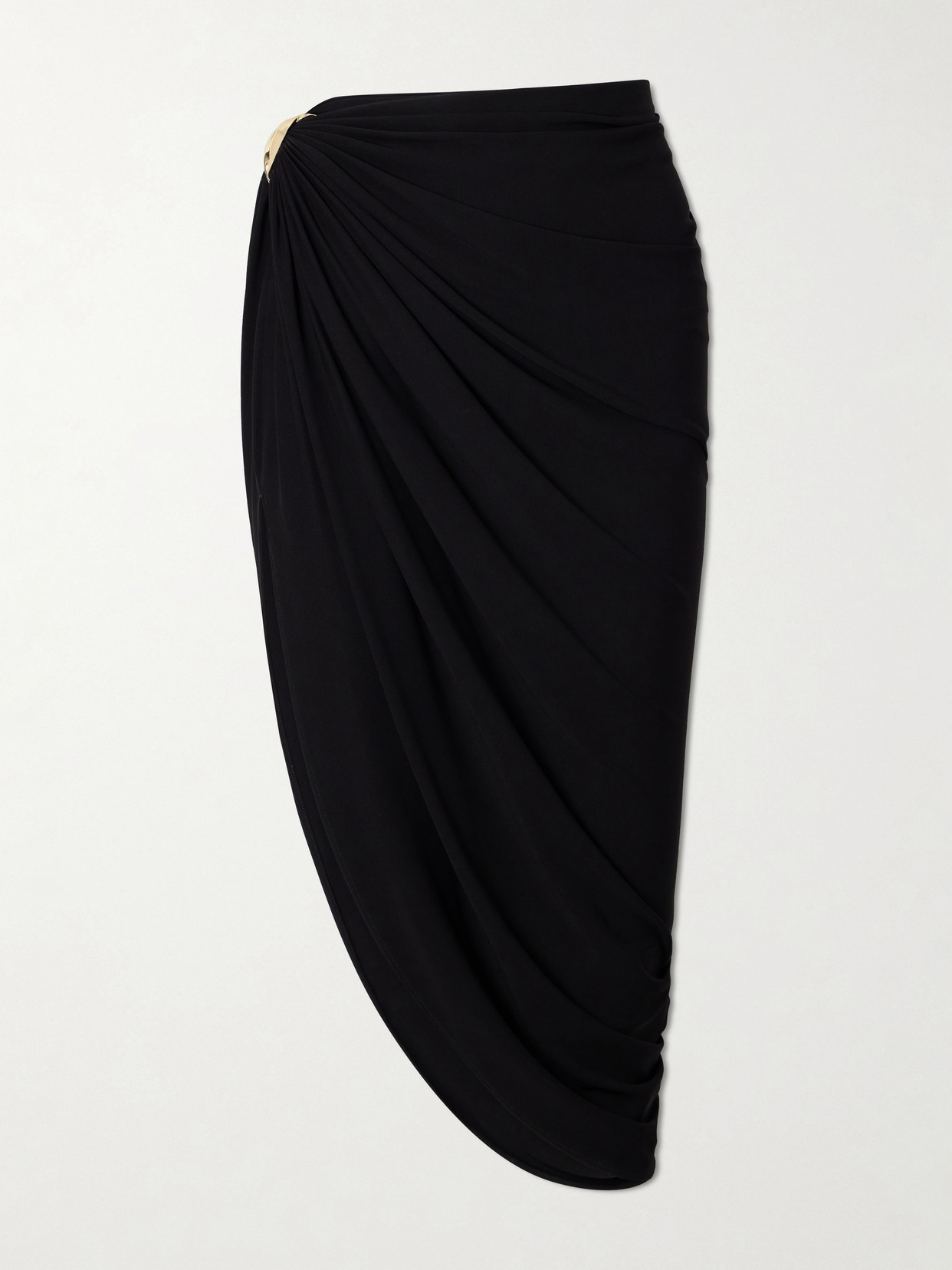 Sportmax - Embellished Draped Jersey Midi Skirt - Black