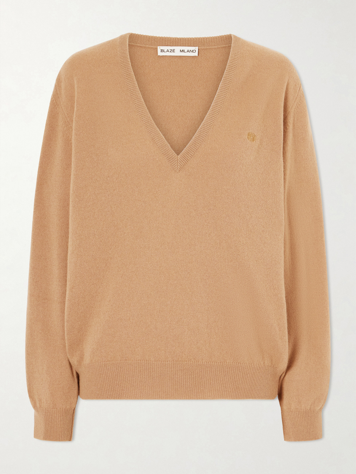 Blazé Milano Highland Embroidered Wool And Cashmere-blend Sweater In Neutral