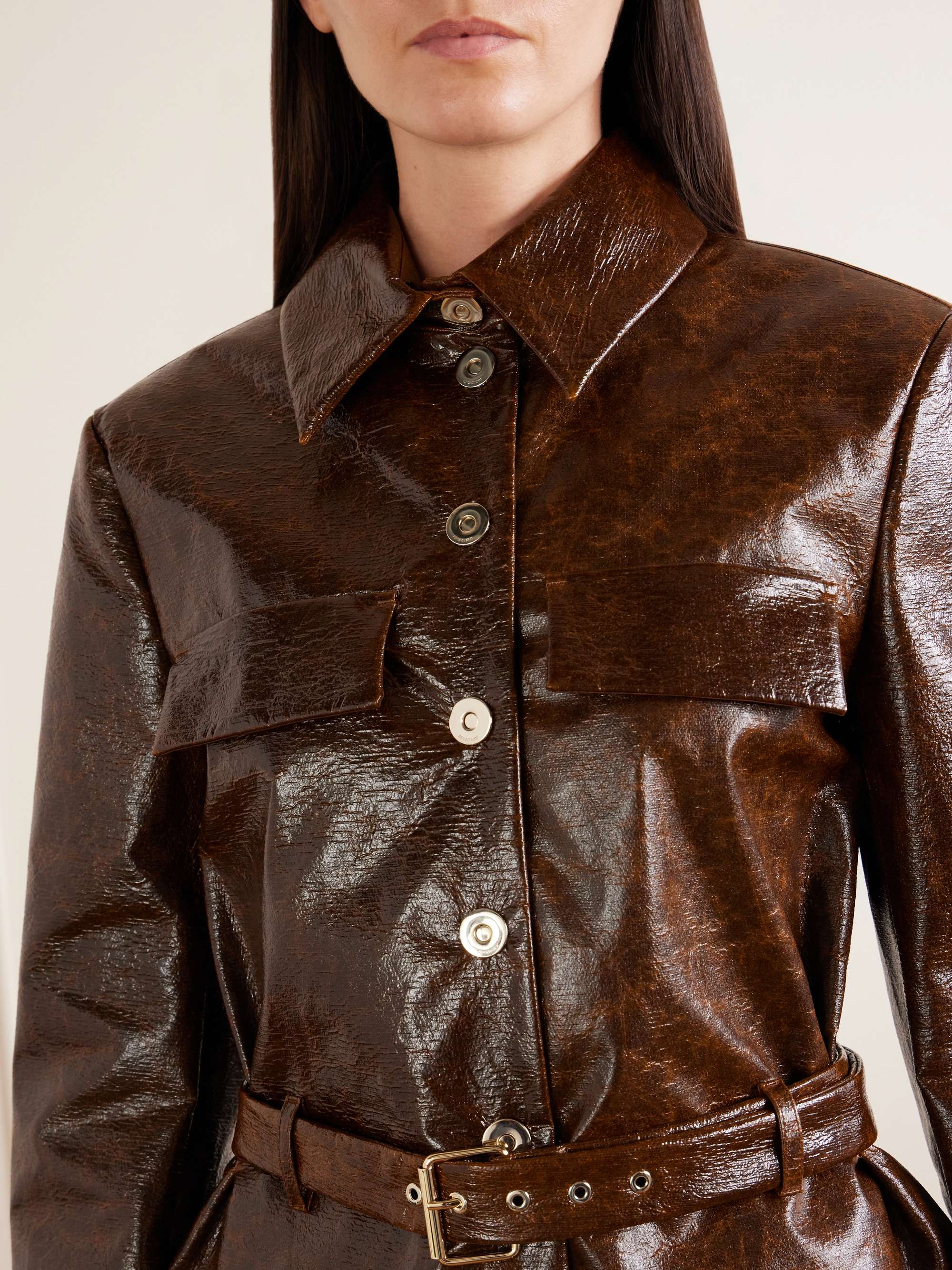 SPORTMAX Canditi cropped belted coated-cotton jacket | NET-A-PORTER