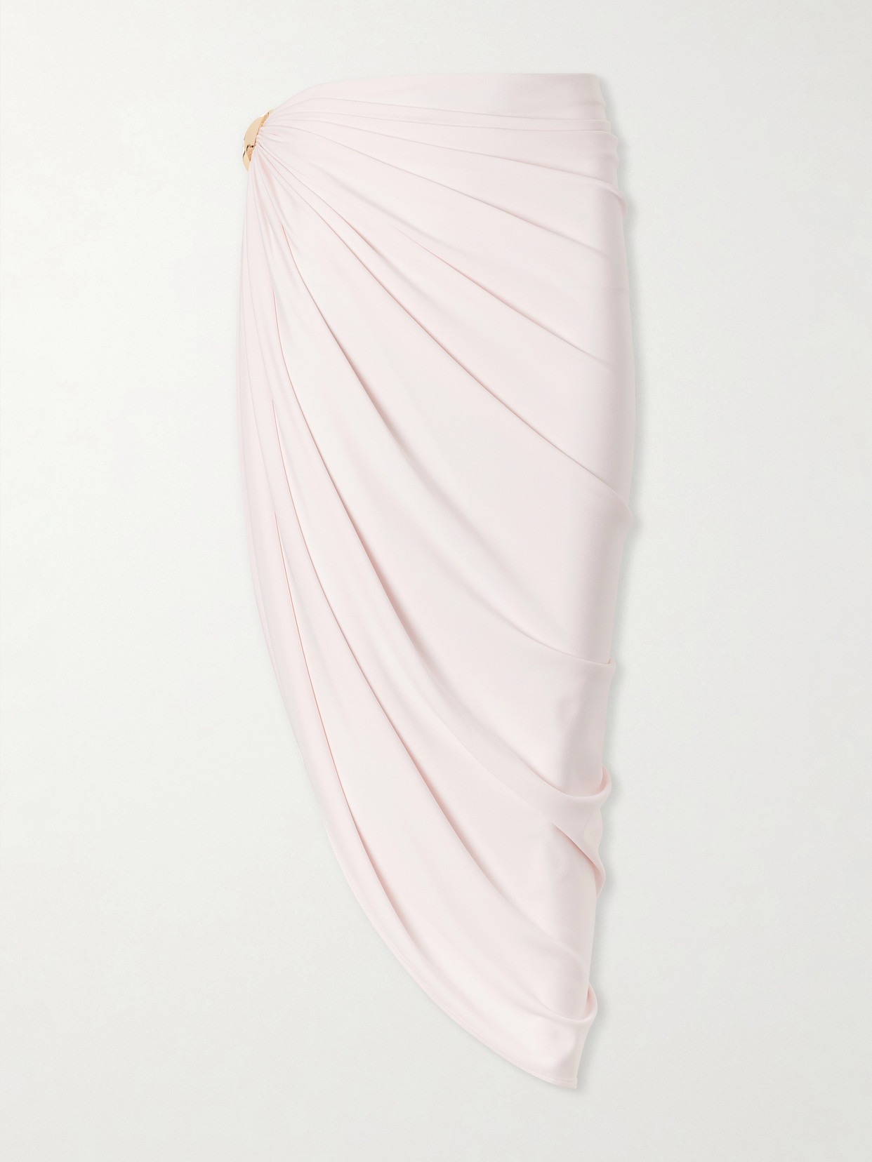 Sportmax Embellished Draped Jersey Midi Skirt In Pink