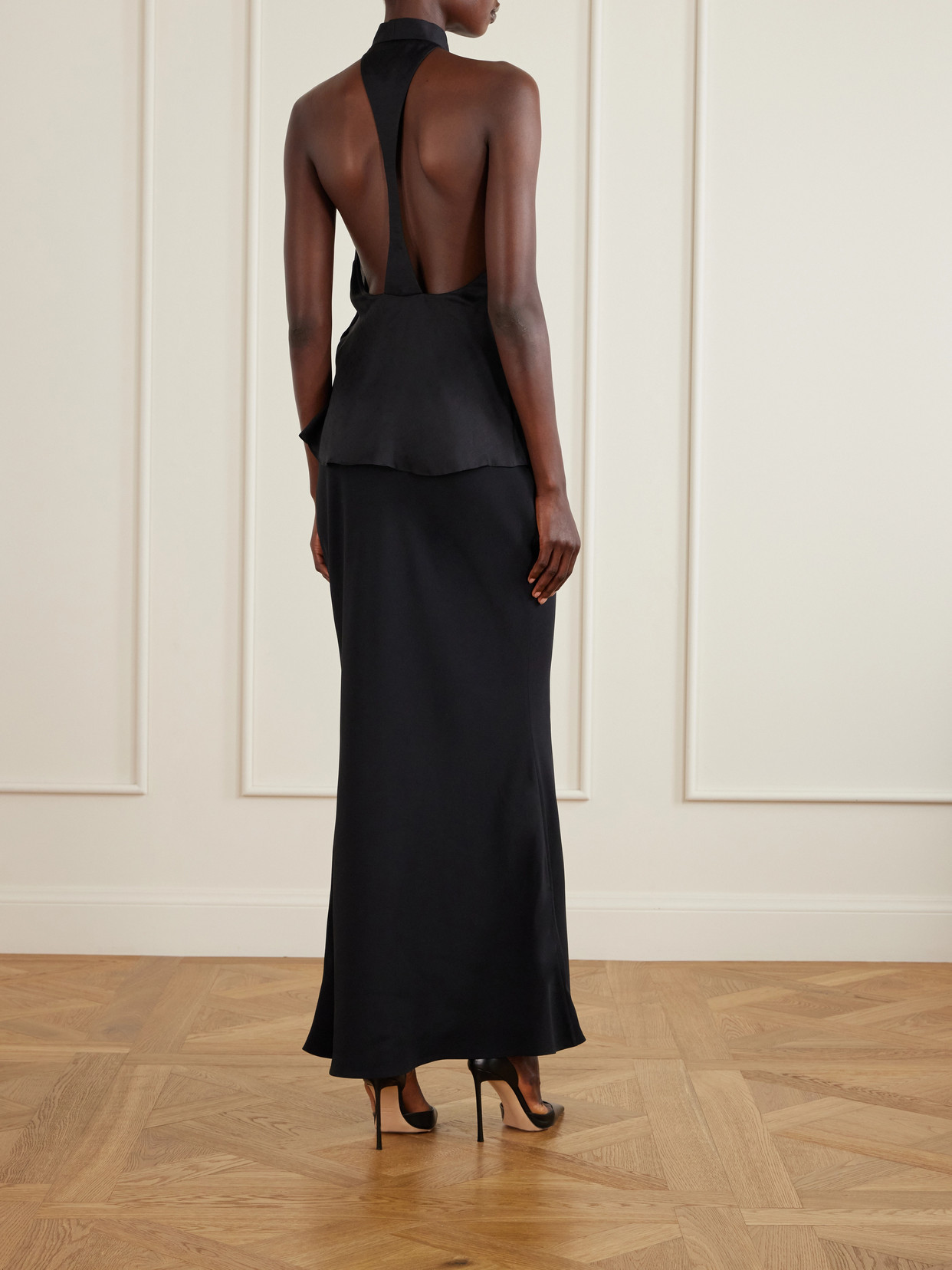 Monogram-Printed Halterneck Silk-Chiffon Tank
