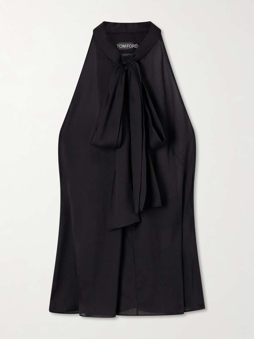 Tom Ford Monogram-printed Halterneck Silk-chiffon Tank | Thumbnail 6 Tom Ford Monogram-printed Halterneck Silk-chiffon Tank | Thumbnail 6