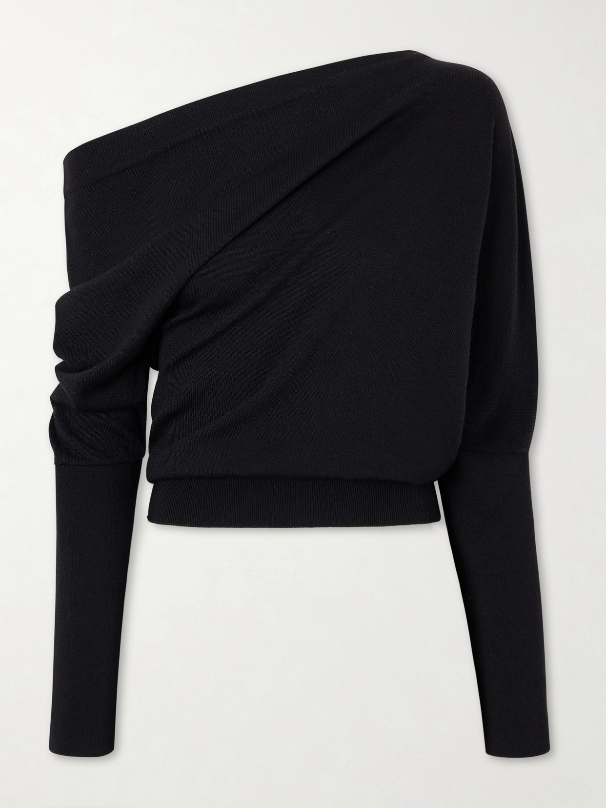 Tom Ford Off-the-shoulder Wool And Silk-blend Top In Black