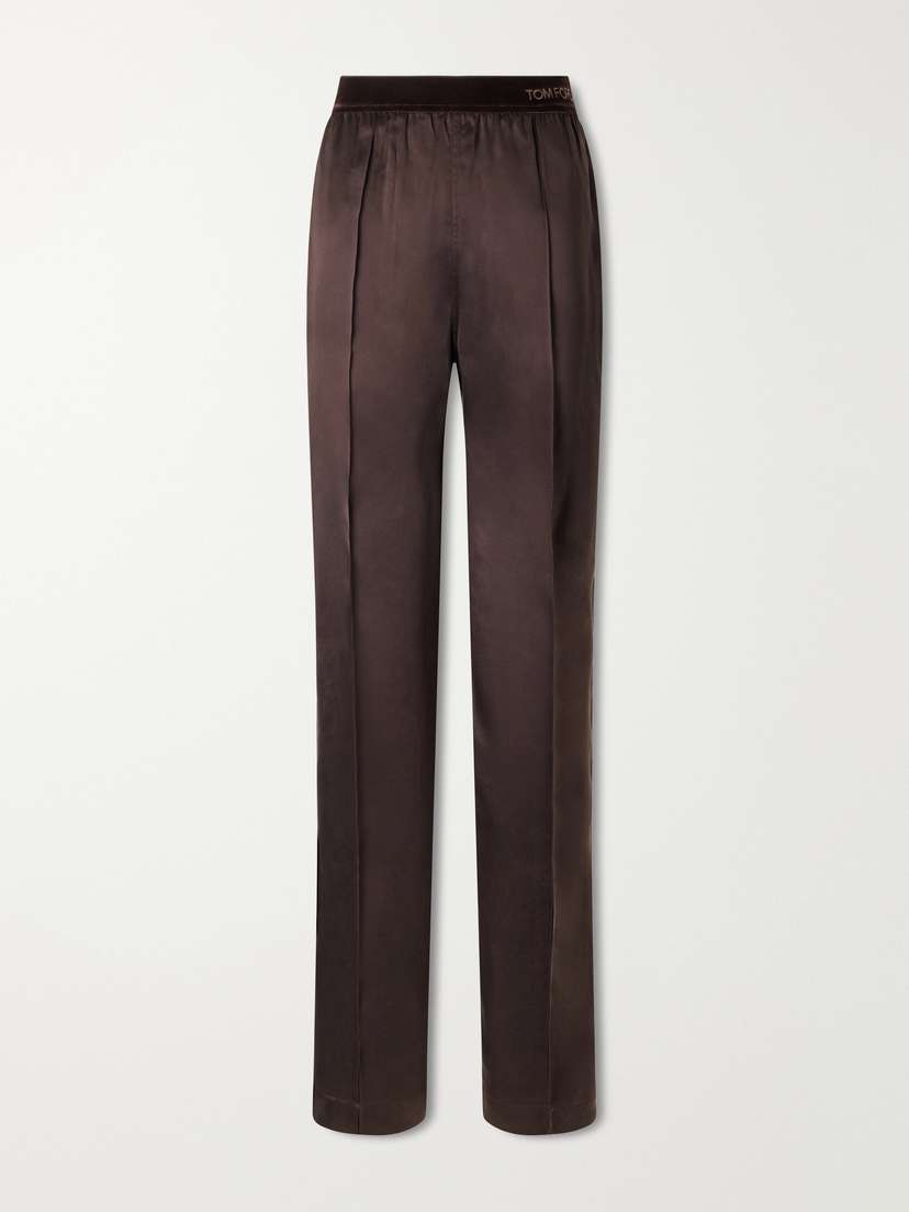 Tom Ford Velvet-trimmed Silk-satin Straight-leg Pants | Thumbnail 6 Tom Ford Velvet-trimmed Silk-satin Straight-leg Pants | Thumbnail 6