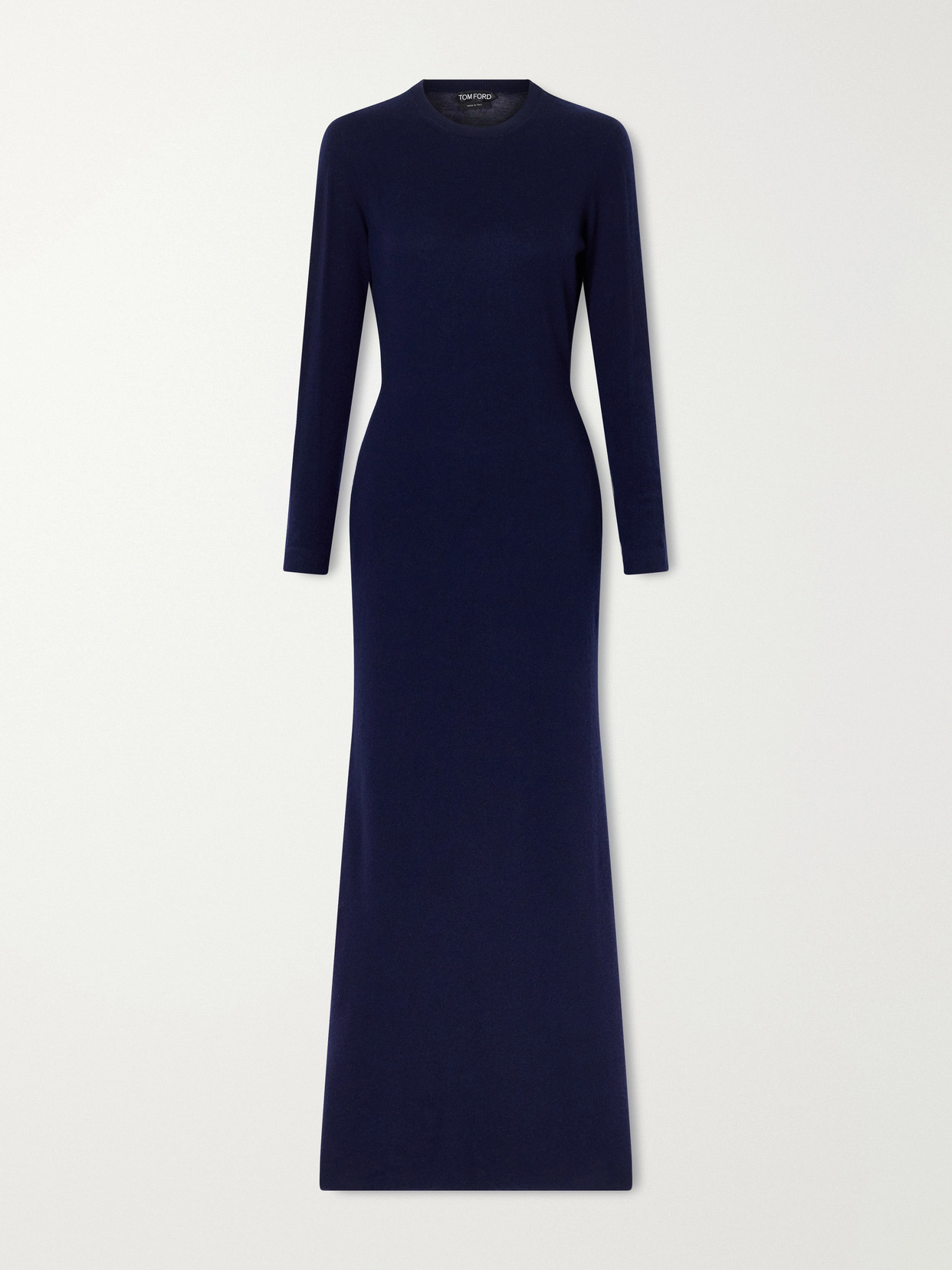 Tom Ford Cashmere And Cotton-blend Knitted Maxi Dress In Blue