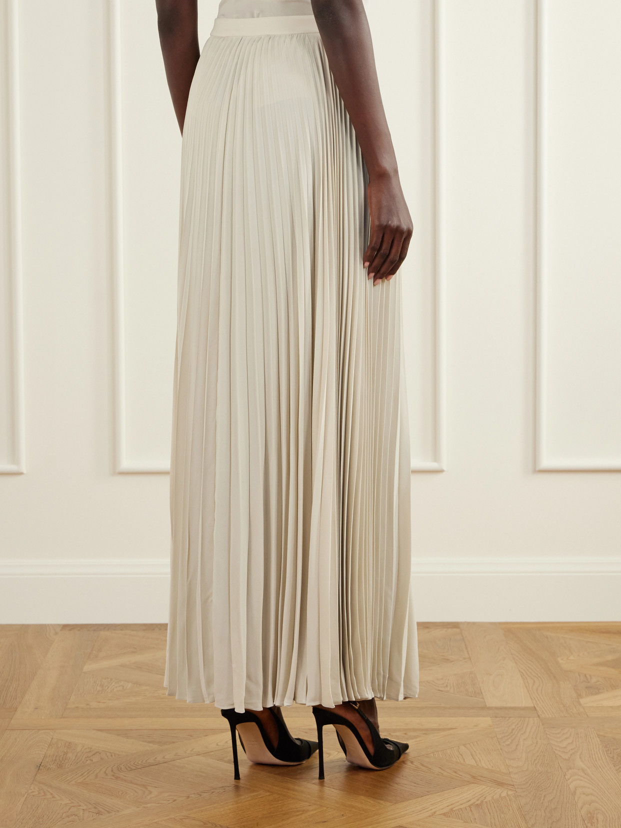 Plisse Crepe De Chine Midi