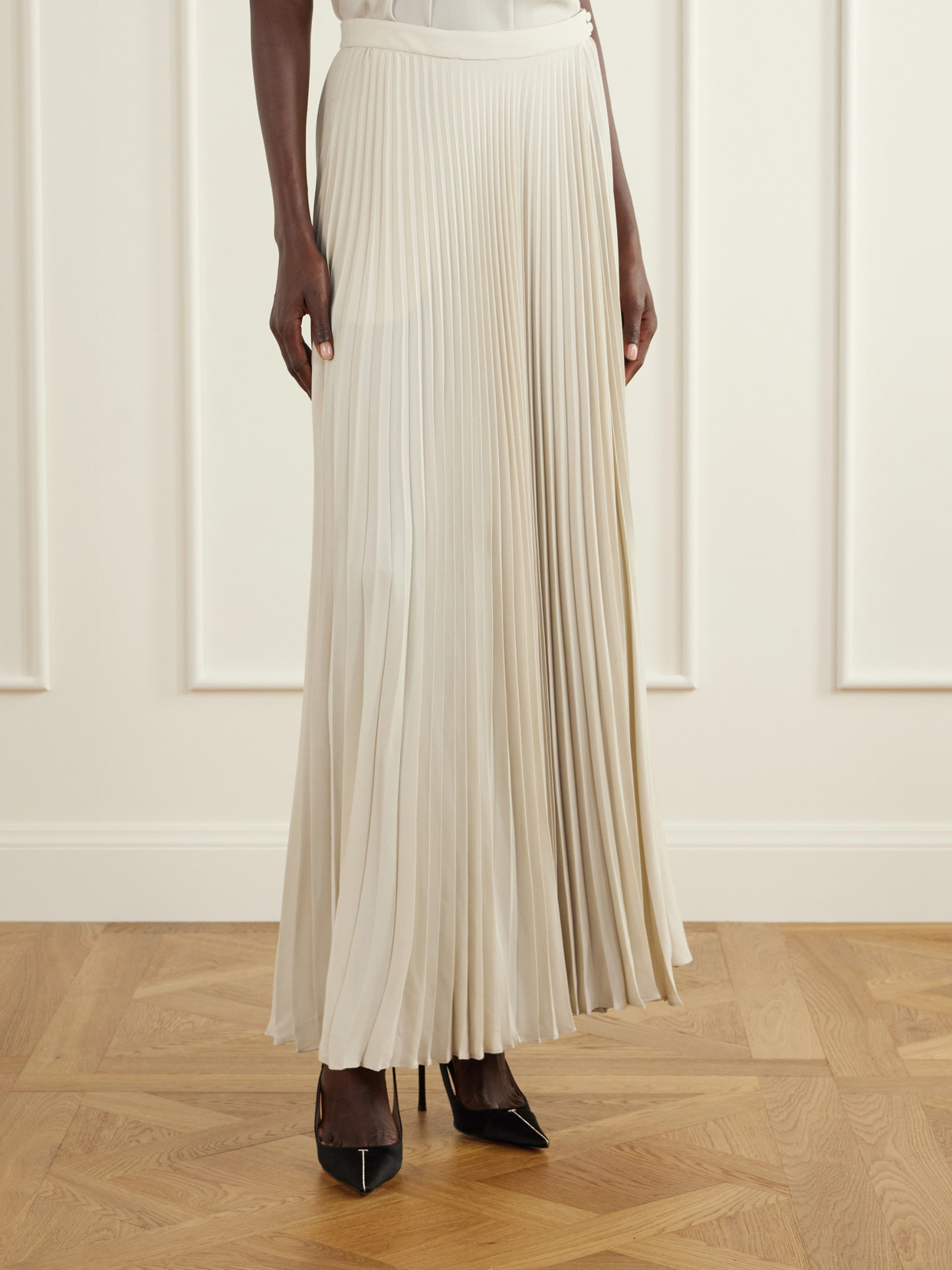 Plisse Crepe De Chine Midi