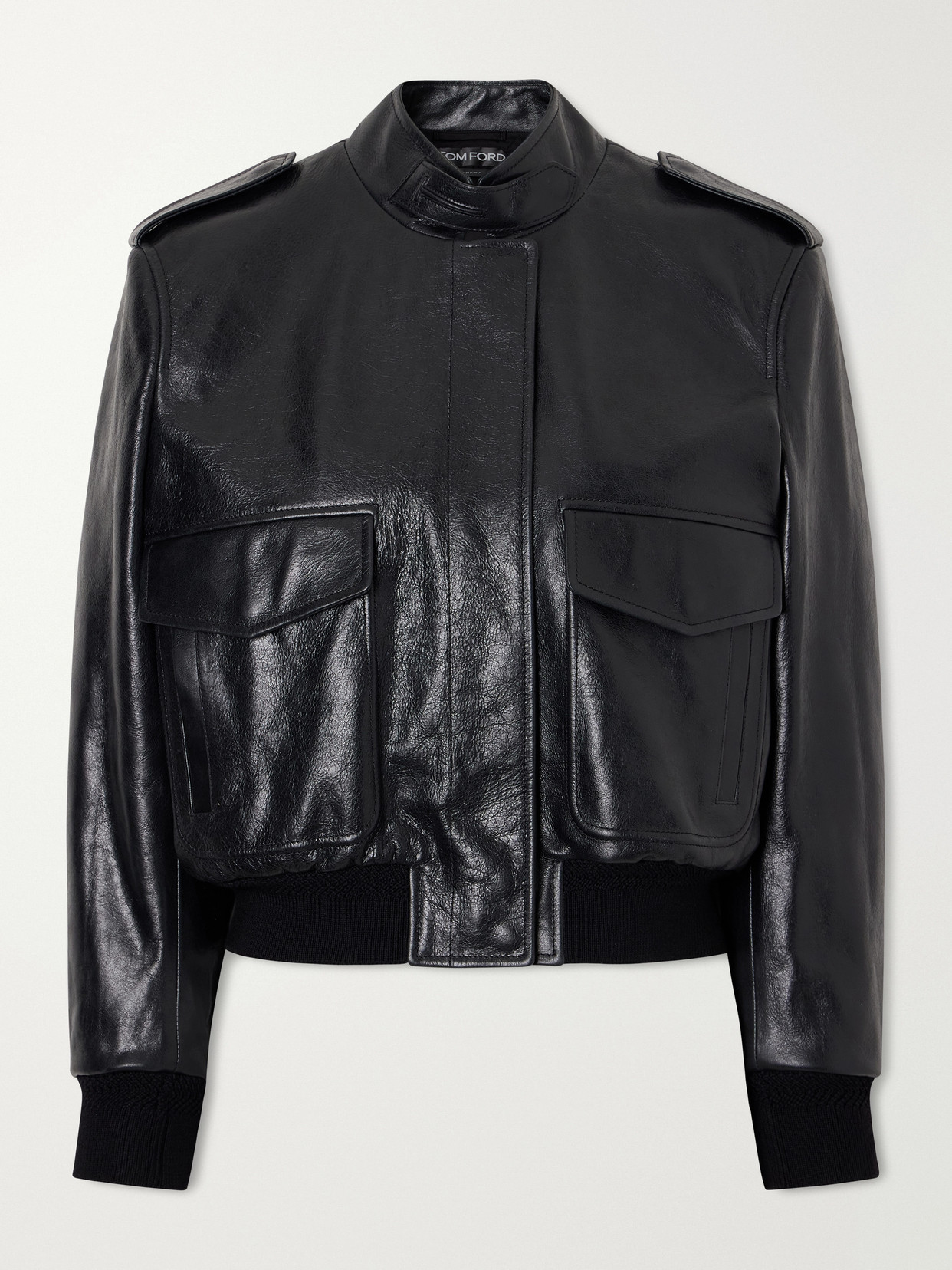 TOM FORD - Aviator Full-grain Leather Jacket - Black